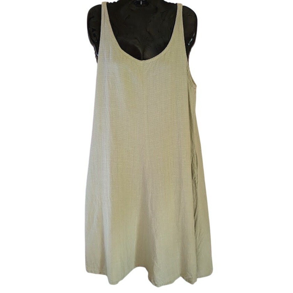 Eileen Fisher Shift Dress L Lagenlook Coastal Minimalist Relaxed Italian Fabric